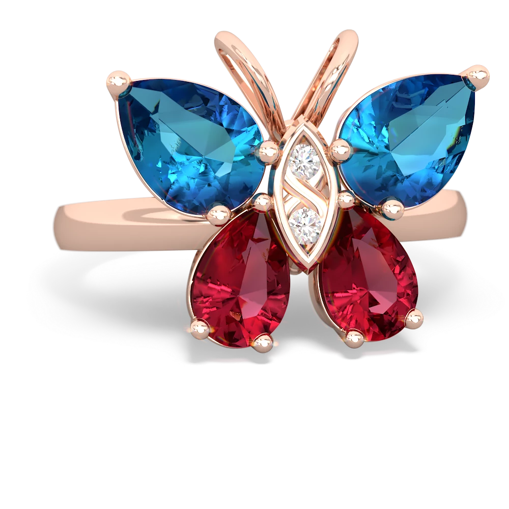 London Topaz Butterfly 14K Rose Gold ring R2215