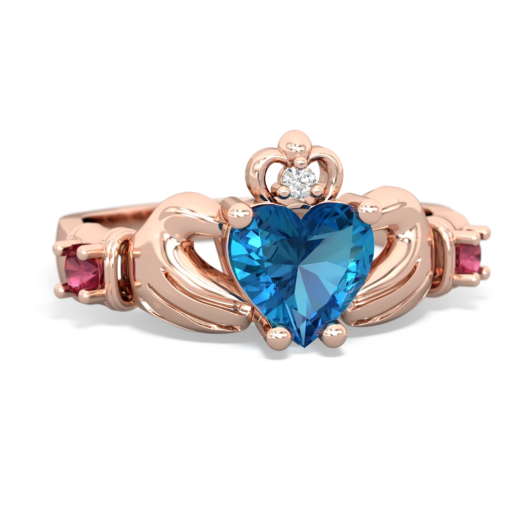 London Topaz Claddagh Keepsake 14K Rose Gold ring R5245