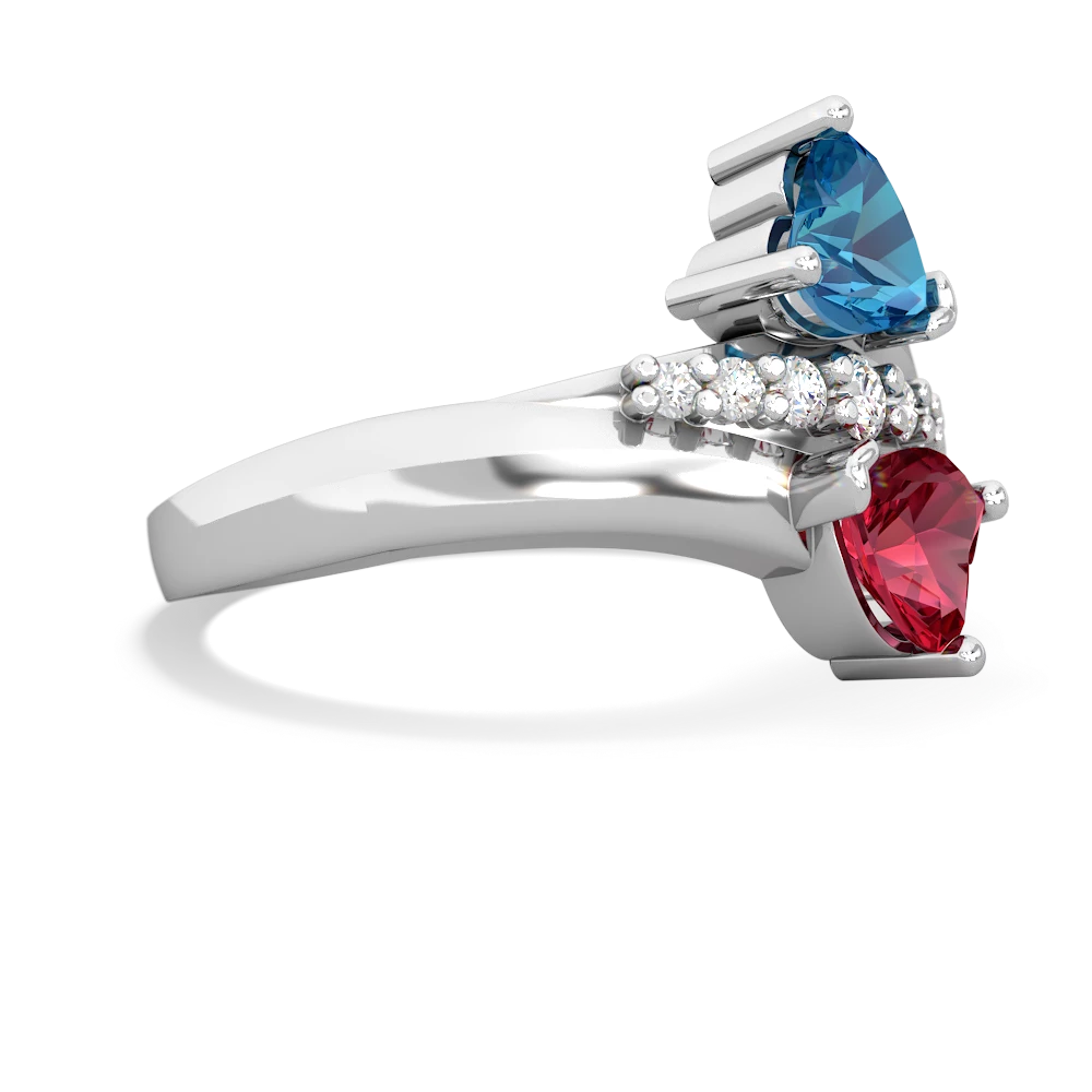 London Topaz Heart To Heart 14K White Gold ring R2064