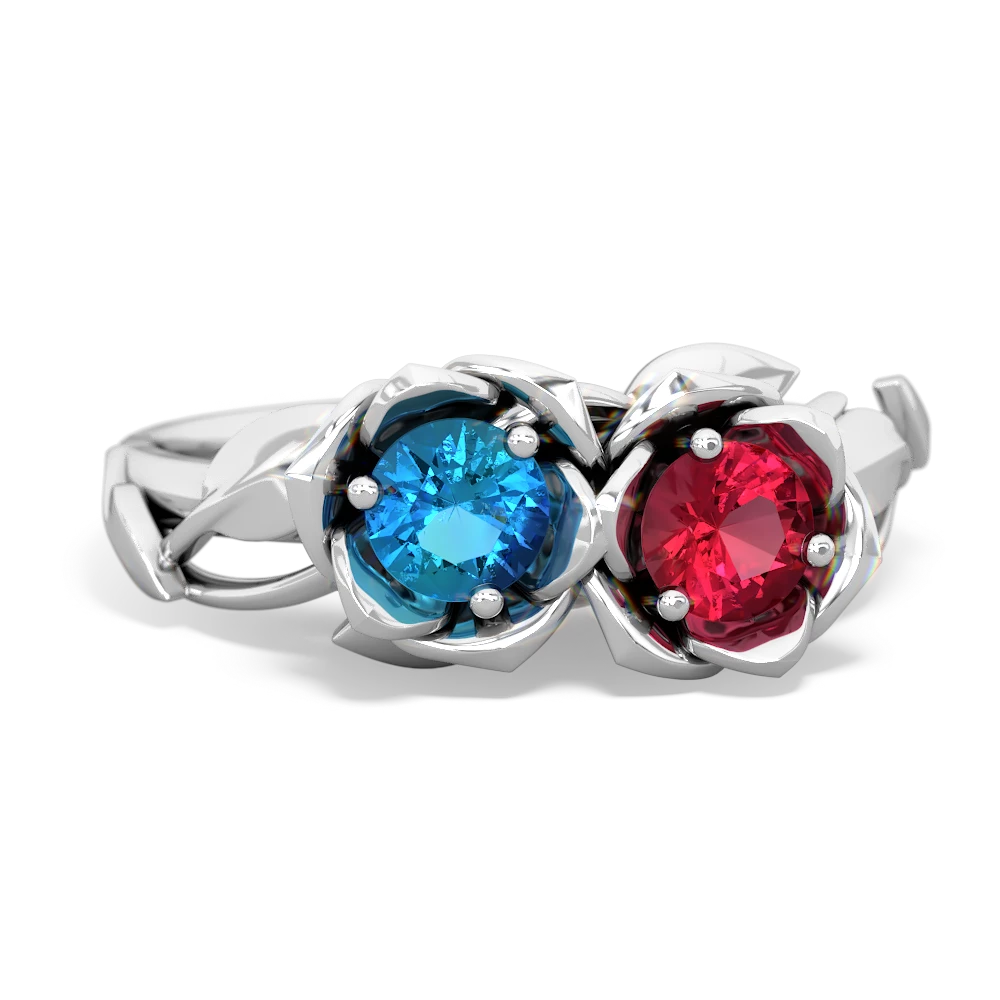 London Topaz Rose Garden 14K White Gold ring R5510