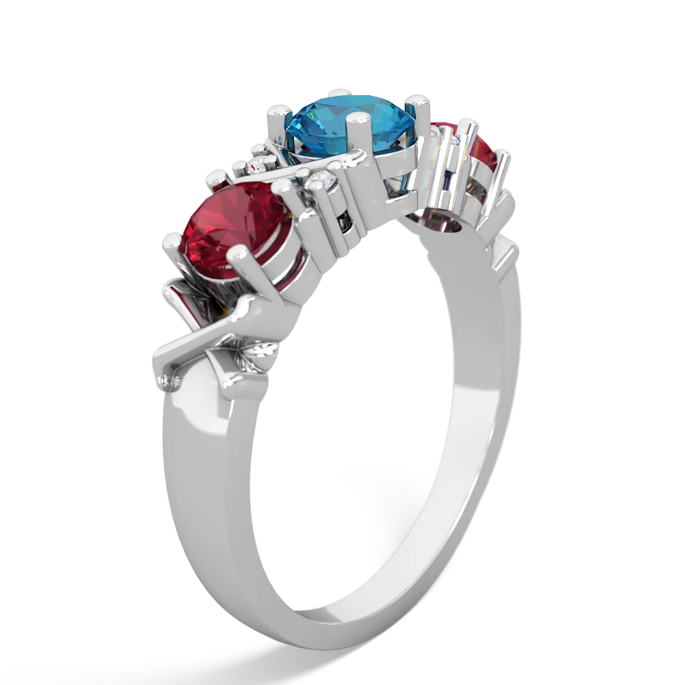 London Topaz Hugs And Kisses 14K White Gold ring R5016