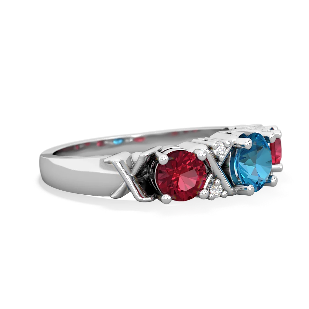 London Topaz Hugs And Kisses 14K White Gold ring R5016