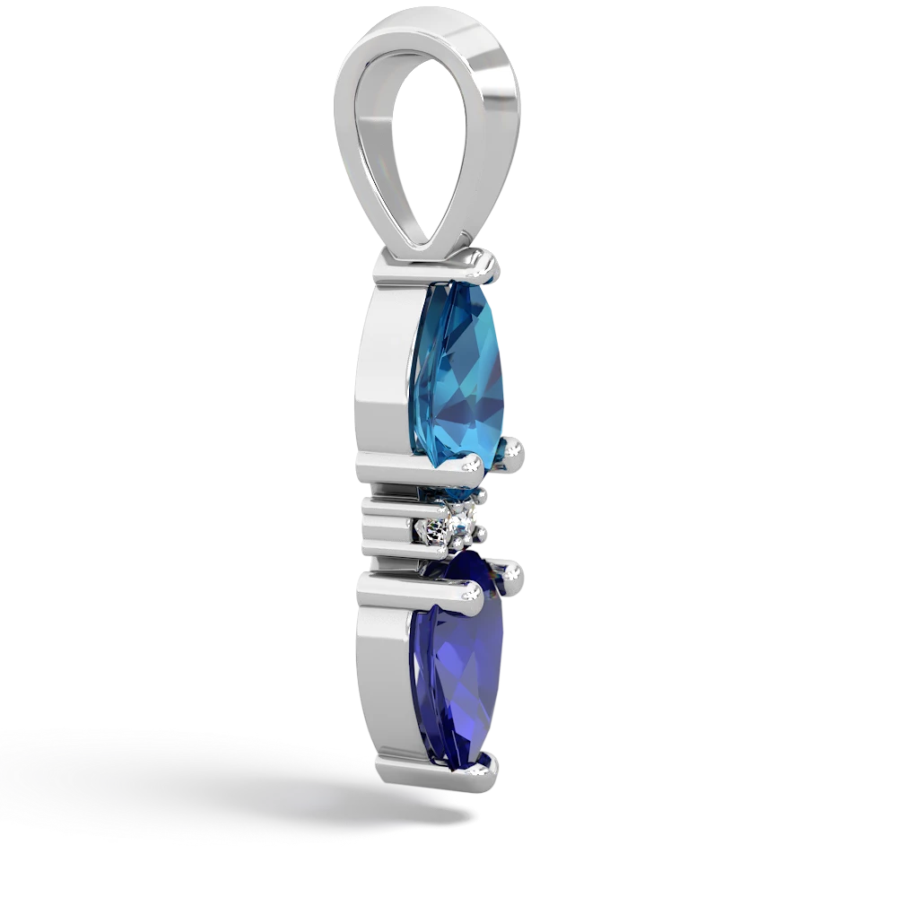 London Topaz Bowtie Drop 14K White Gold pendant P0865