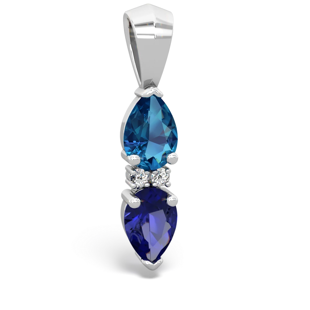 London Topaz Bowtie Drop 14K White Gold pendant P0865