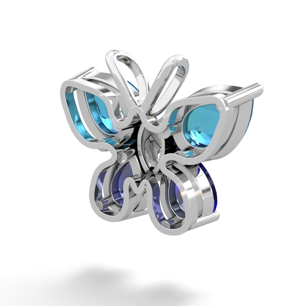 London Topaz Butterfly 14K White Gold pendant P2215