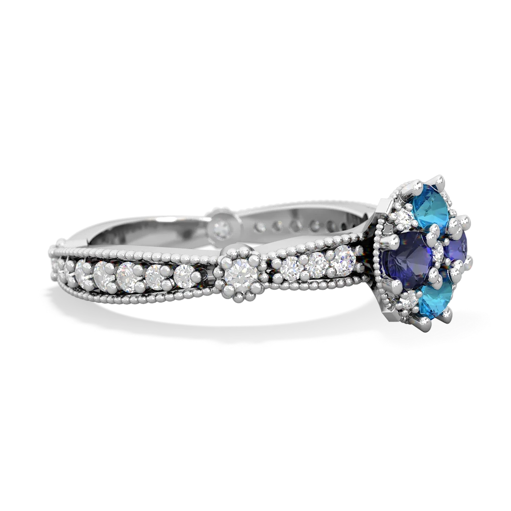 London Topaz Sparkling Tiara Cluster 14K White Gold ring R26293RD