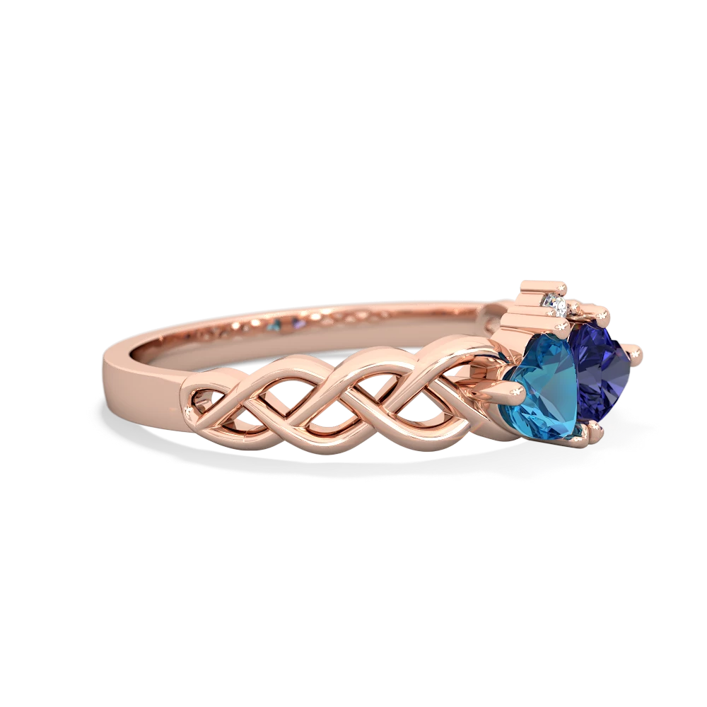 London Topaz Heart To Heart Braid 14K Rose Gold ring R5870