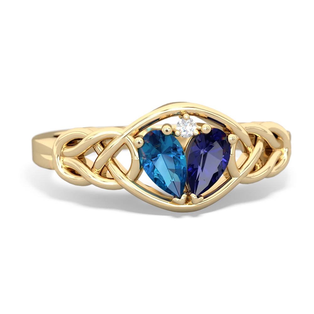 London Topaz Celtic Love Knot 14K Yellow Gold ring R5420