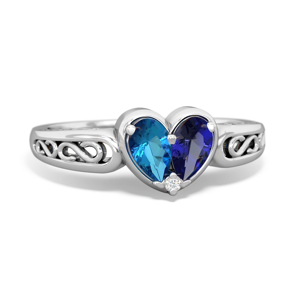 London Topaz Filligree 'One Heart' 14K White Gold ring R5070