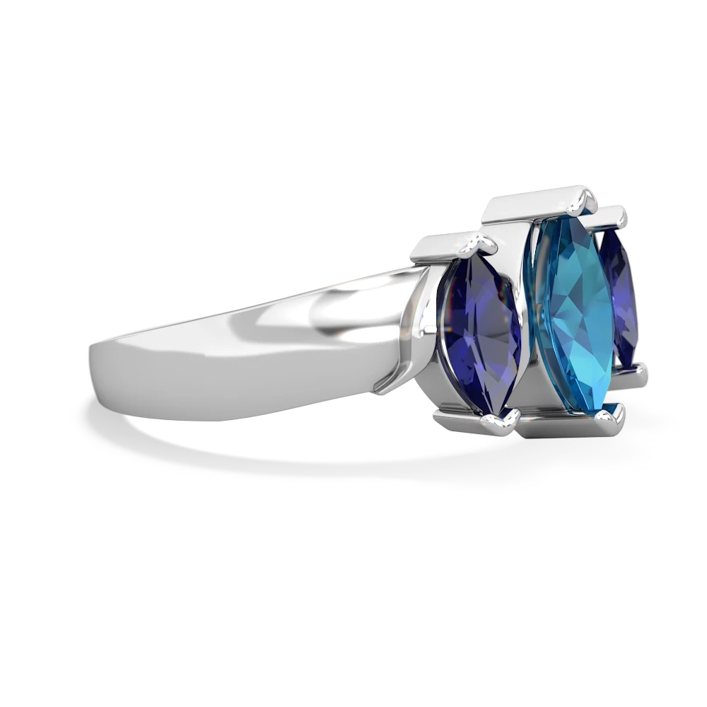 London Topaz Three Peeks 14K White Gold ring R2433