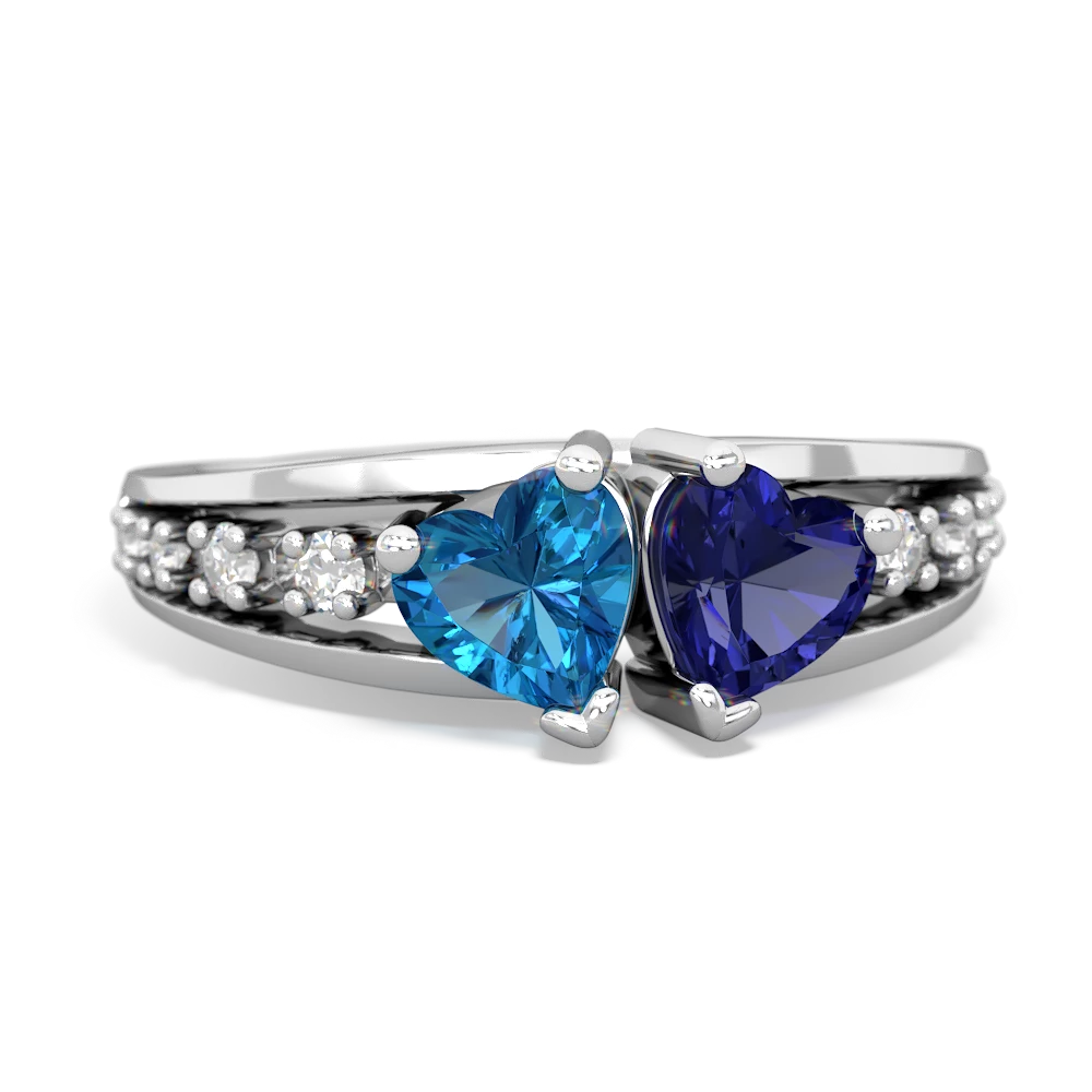 London Topaz Heart To Heart 14K White Gold ring R3342