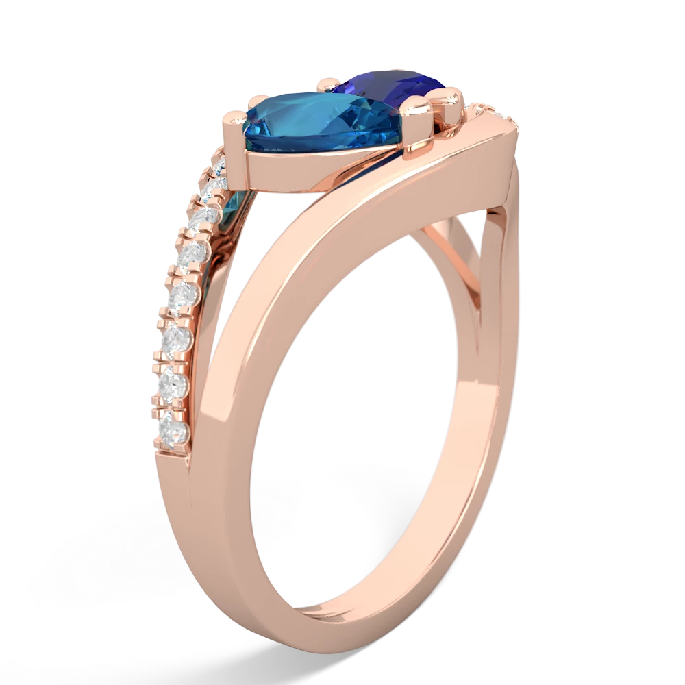 London Topaz Nestled Heart Keepsake 14K Rose Gold ring R5650