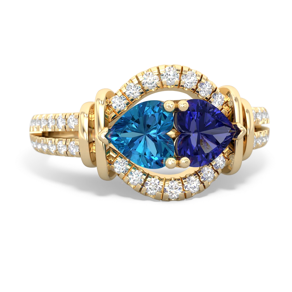 London Topaz Art-Deco Keepsake 14K Yellow Gold ring R5630