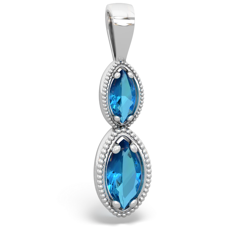 London Topaz Antique-Style Halo 14K White Gold pendant P5700