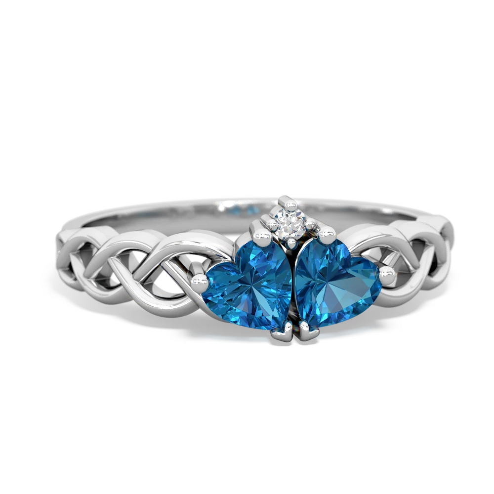 London Topaz Heart To Heart Braid 14K White Gold ring R5870