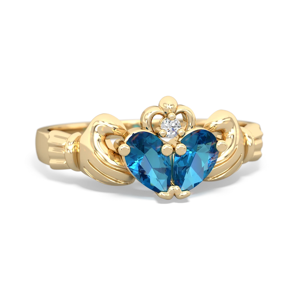 London Topaz 'Our Heart' Claddagh 14K Yellow Gold ring R2388