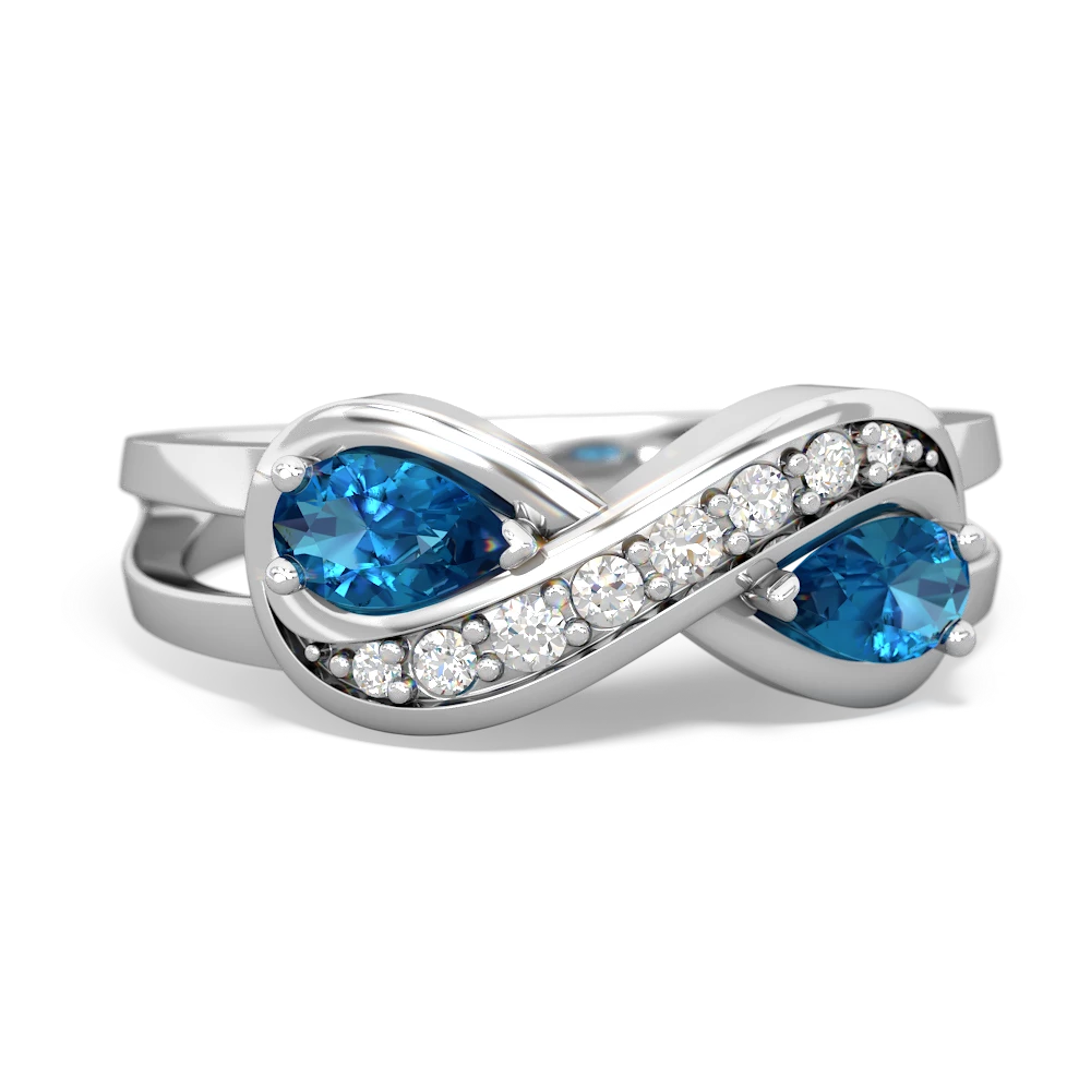 London Topaz Diamond Infinity 14K White Gold ring R5390