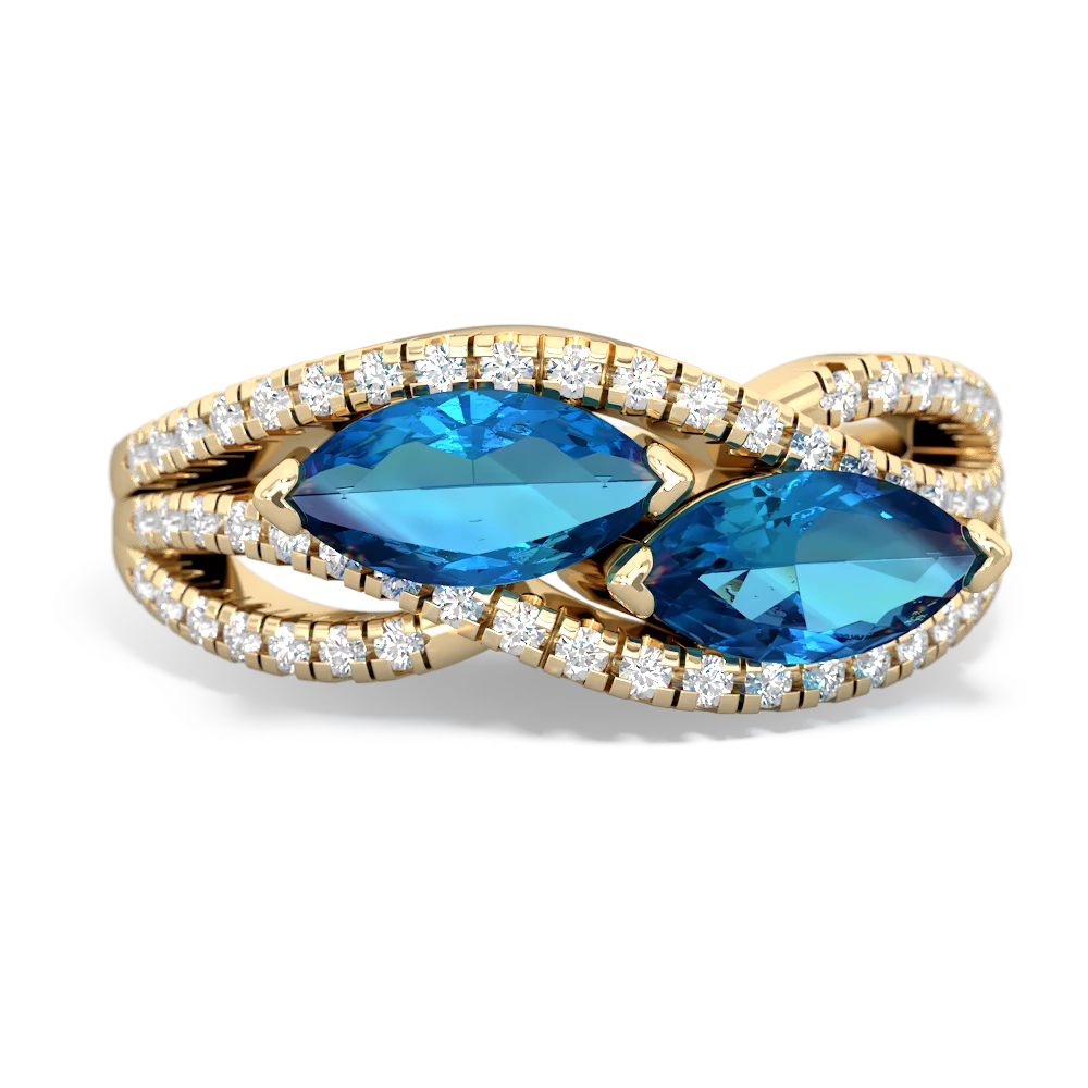 London Topaz Diamond Rivers 14K Yellow Gold ring R3070