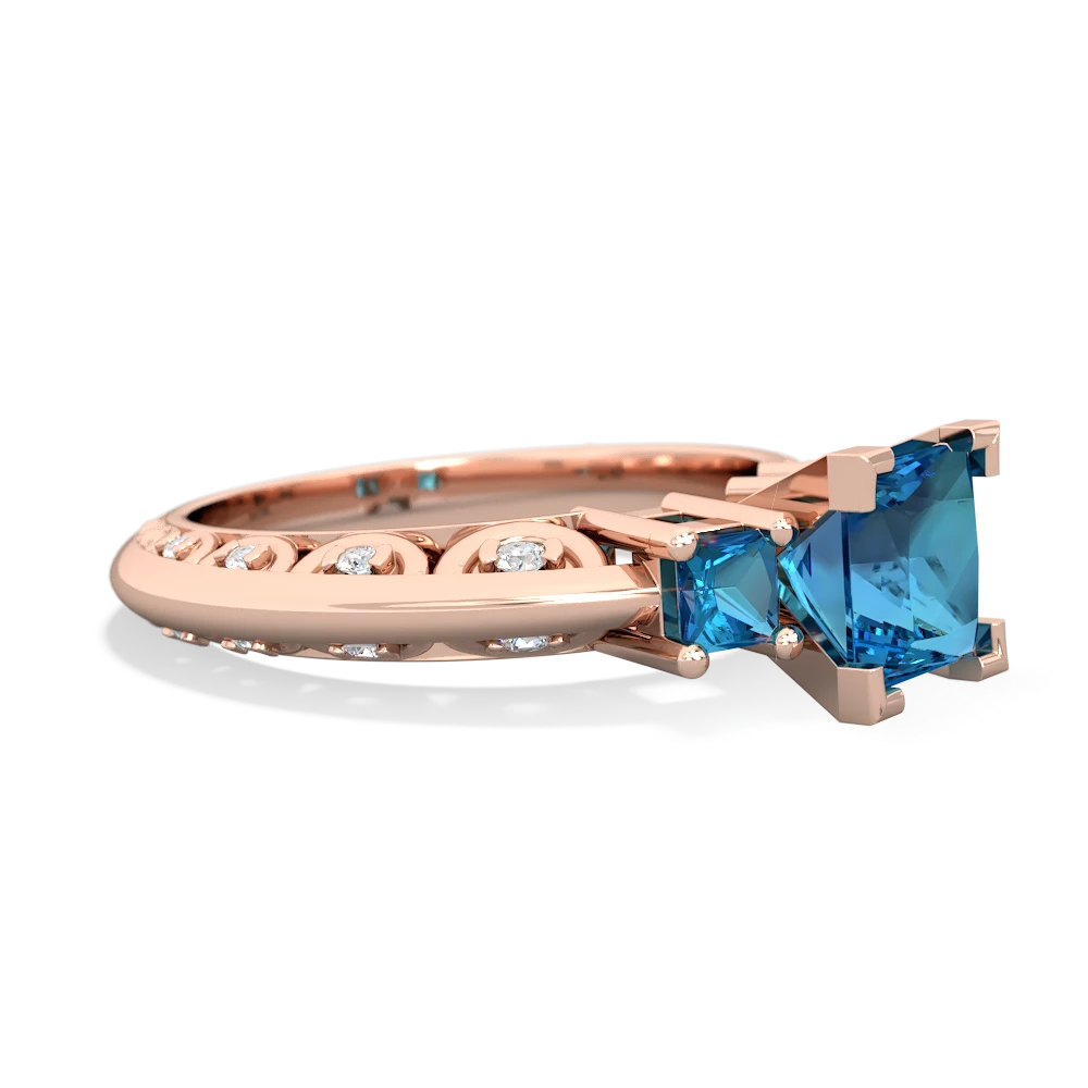 Blue Topaz Eternal Embrace Engagement 14K Rose Gold ring C2001