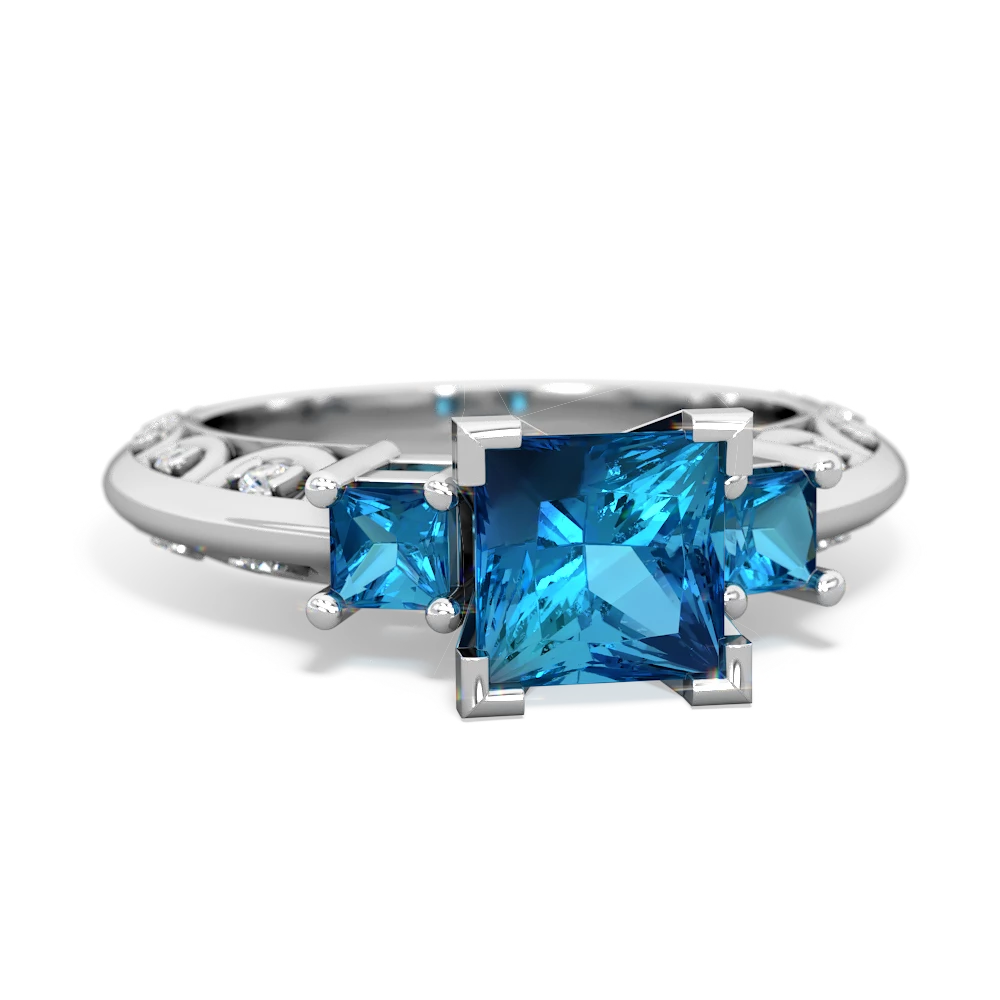 Aquamarine Eternal Embrace Engagement 14K White Gold ring C2001