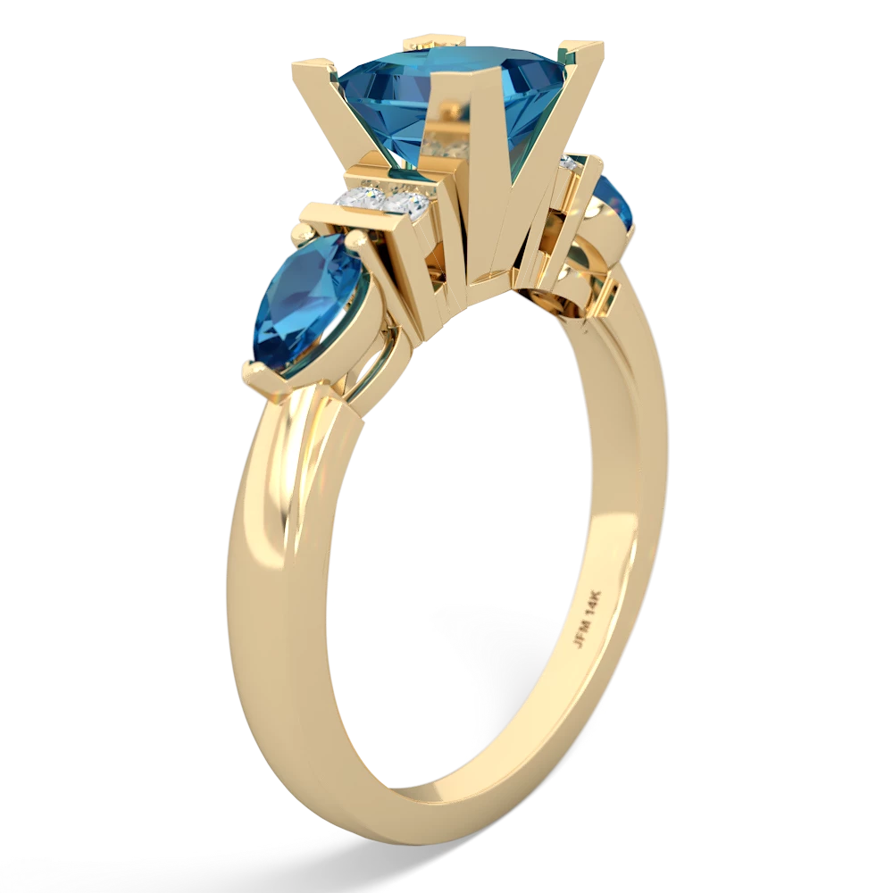 Lab Sapphire 6Mm Princess Eternal Embrace Engagement 14K Yellow Gold ring C2002