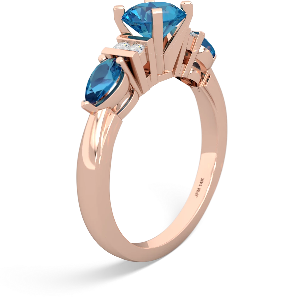 Blue Topaz 6Mm Round Eternal Embrace Engagement 14K Rose Gold ring R2005