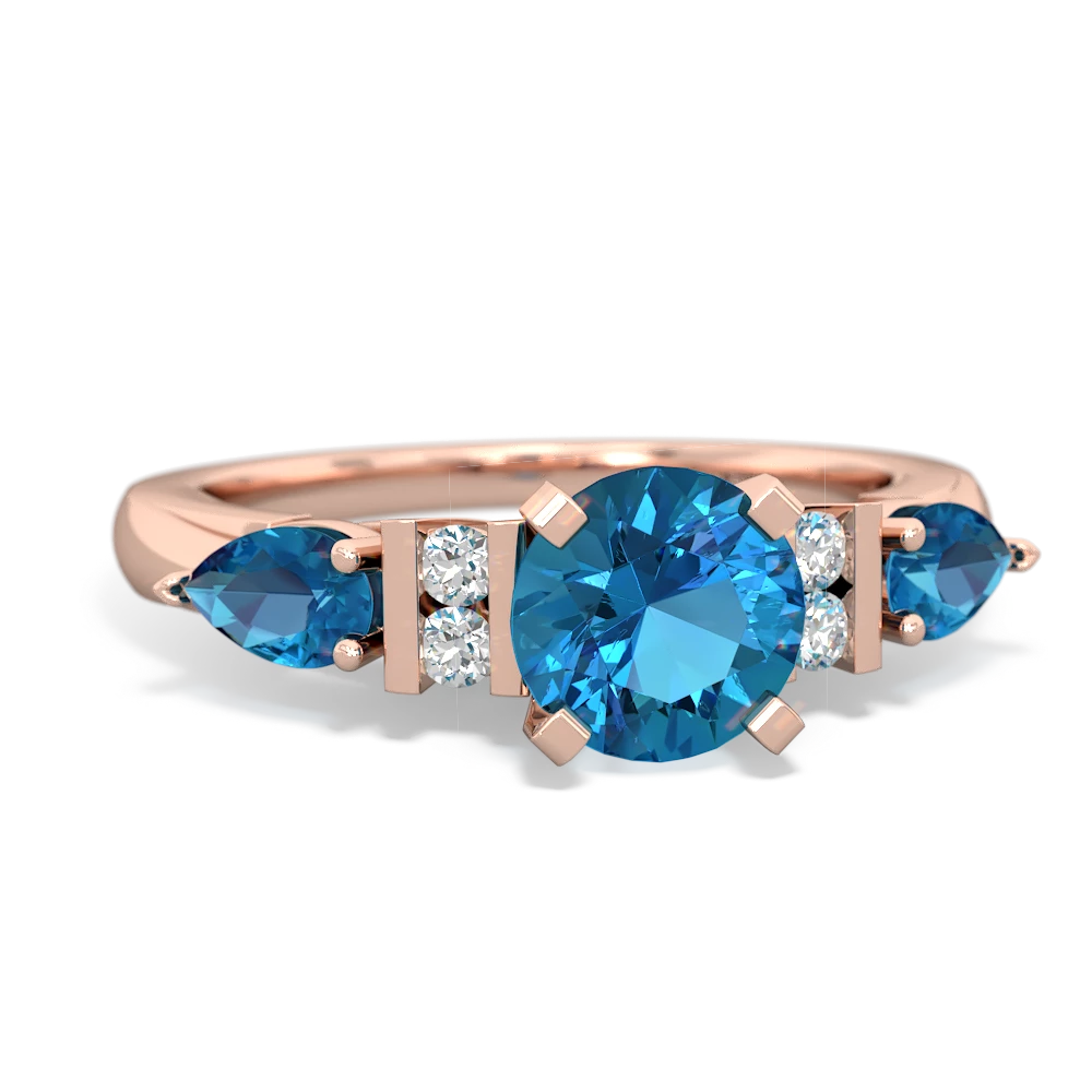 Turquoise 6Mm Round Eternal Embrace Engagement 14K Rose Gold ring R2005