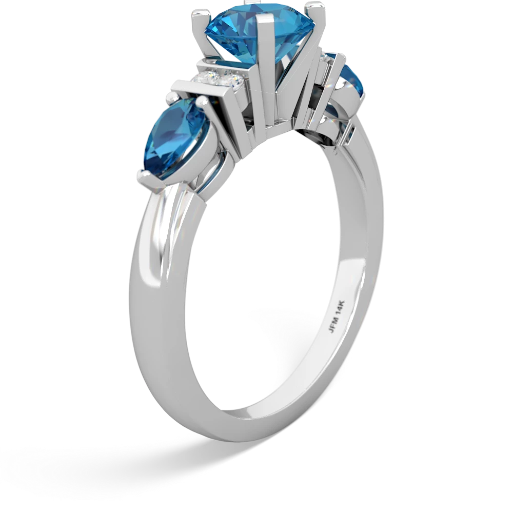 Blue Topaz 6Mm Round Eternal Embrace Engagement 14K White Gold ring R2005