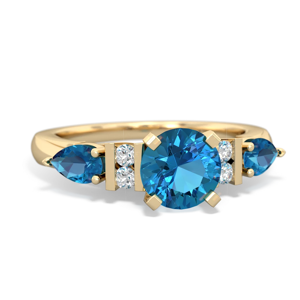 Turquoise 6Mm Round Eternal Embrace Engagement 14K Yellow Gold ring R2005