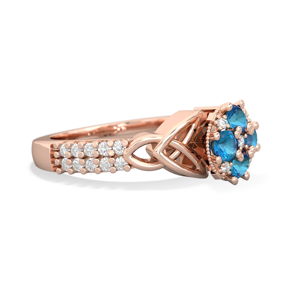 London Topaz Celtic Knot Cluster Engagement 14K Rose Gold ring R26443RD