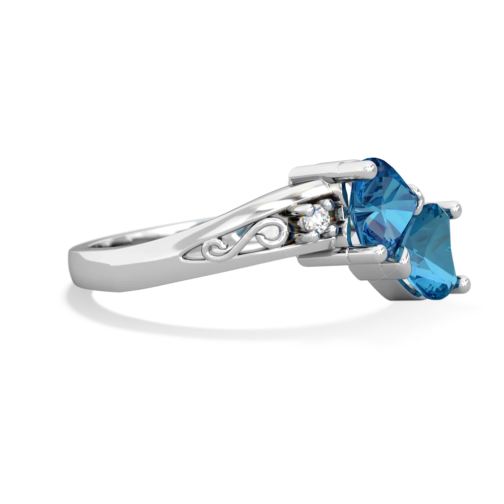 London Topaz Snuggling Hearts 14K White Gold ring R2178