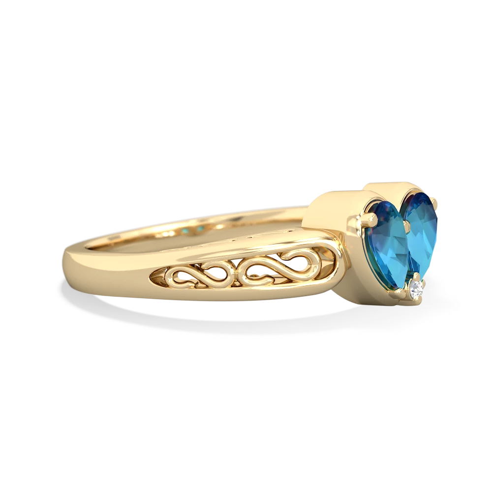 London Topaz Filligree 'One Heart' 14K Yellow Gold ring R5070