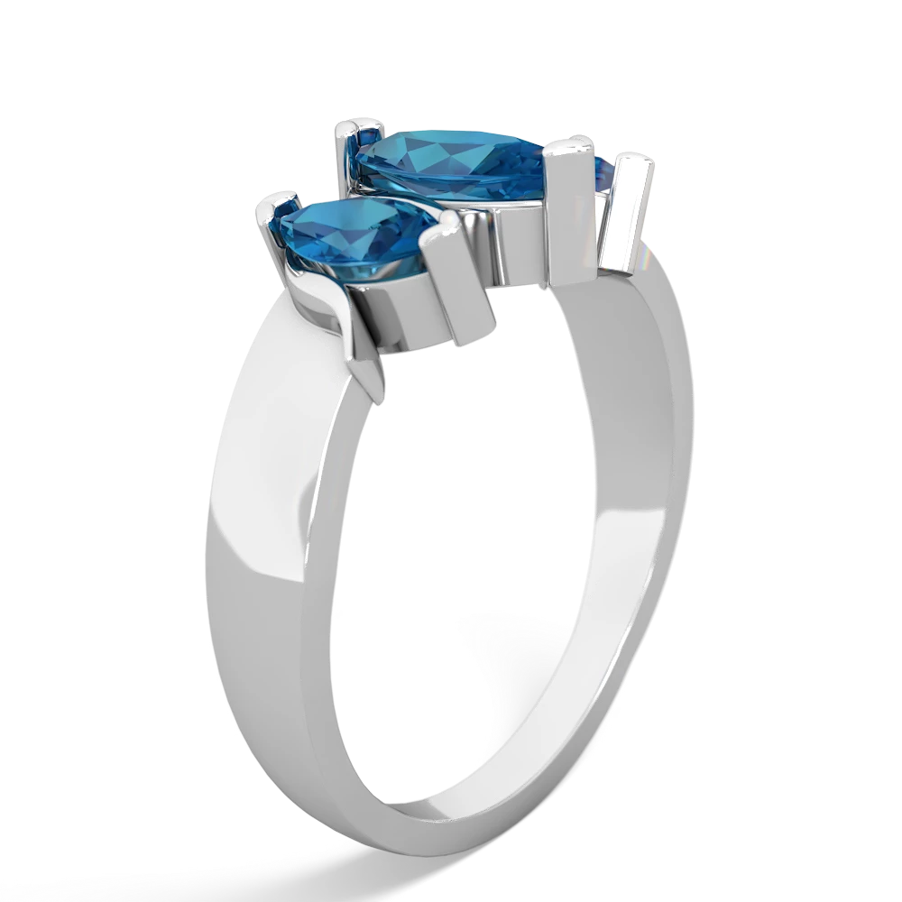 Aquamarine Three Peeks 14K White Gold ring R2433