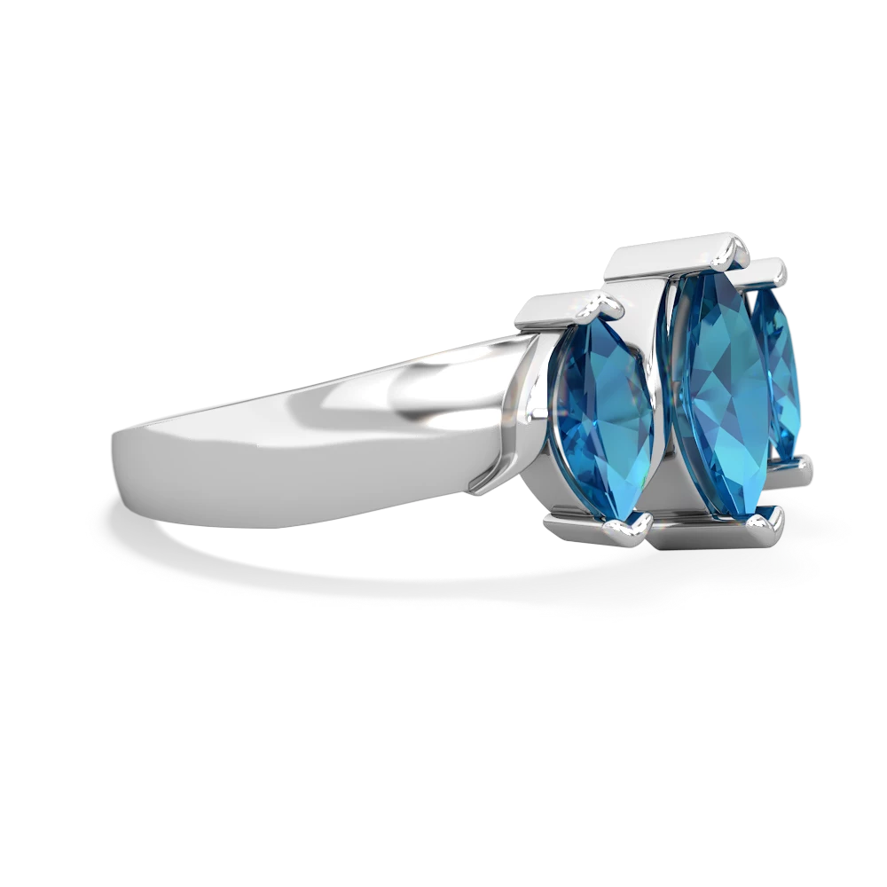 Lab Sapphire Three Peeks 14K White Gold ring R2433