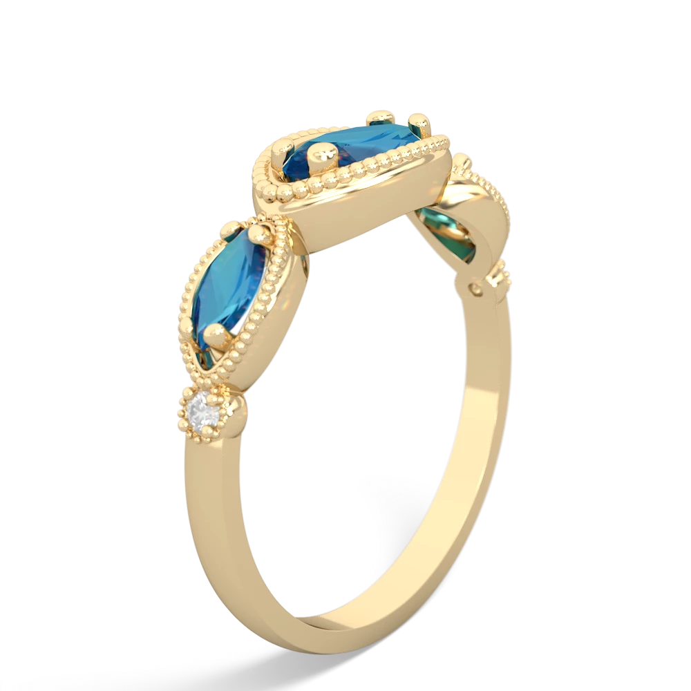 Lab Sapphire Milgrain Marquise 14K Yellow Gold ring R5700