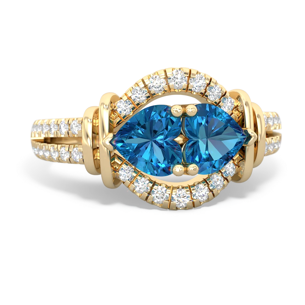 London Topaz Art-Deco Keepsake 14K Yellow Gold ring R5630