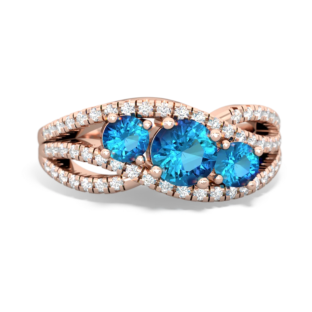 London Topaz Three Stone Aurora 14K Rose Gold ring R3080