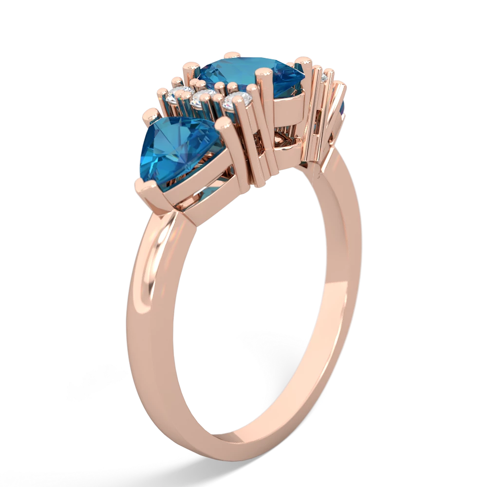 London Topaz Antique Style Three Stone 14K Rose Gold ring R2186