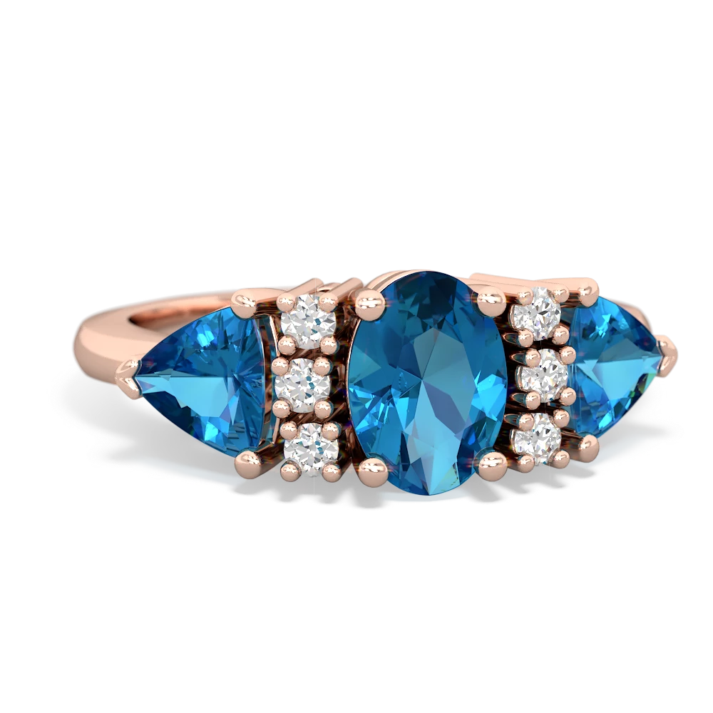 Sapphire Antique Style Three Stone 14K Rose Gold ring R2186