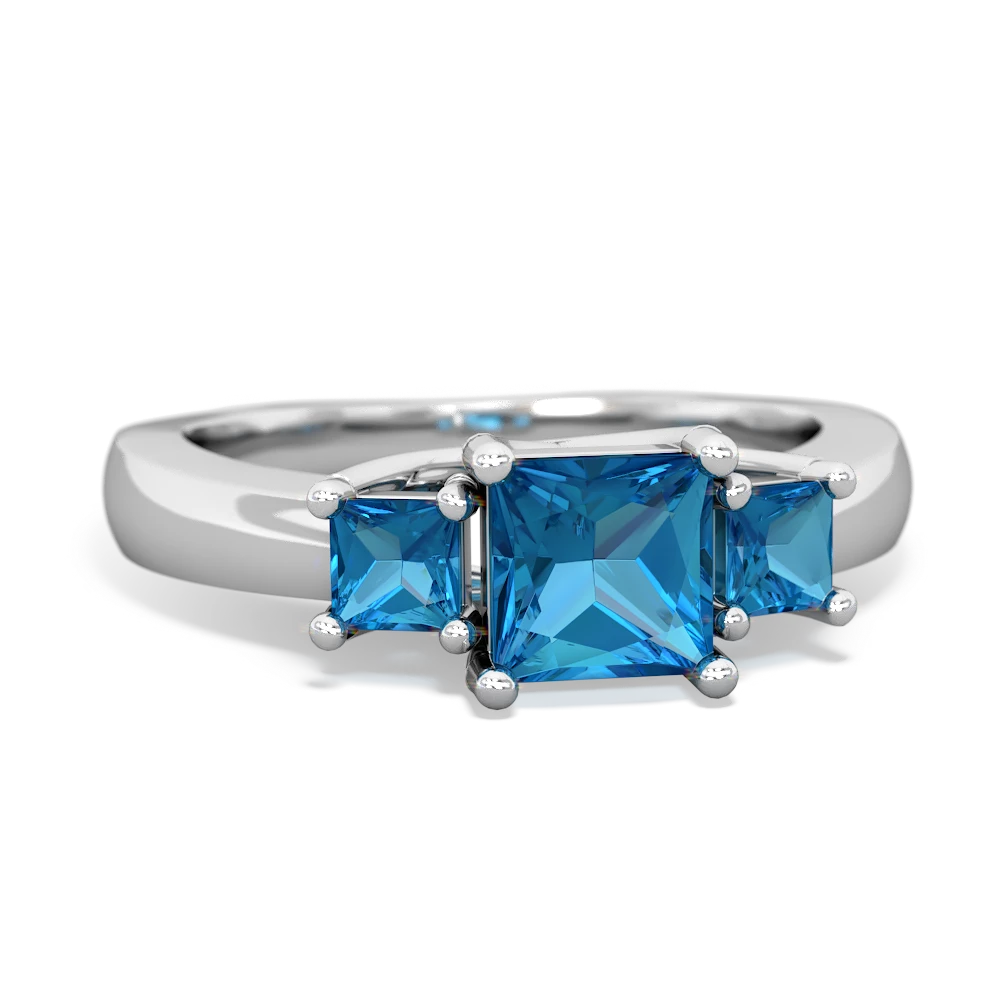 London Topaz Three Stone Trellis 14K White Gold ring R4015