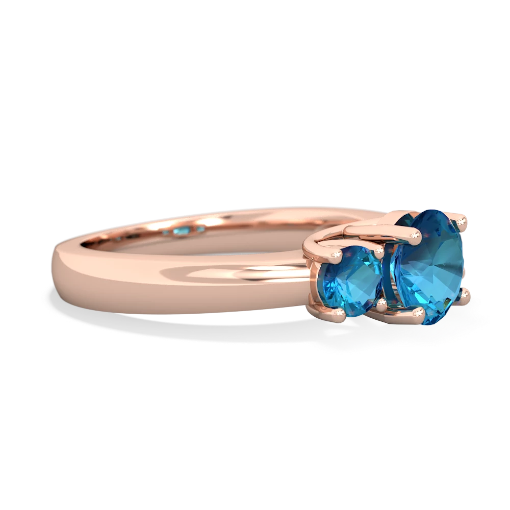 London Topaz Three Stone Round Trellis 14K Rose Gold ring R4018