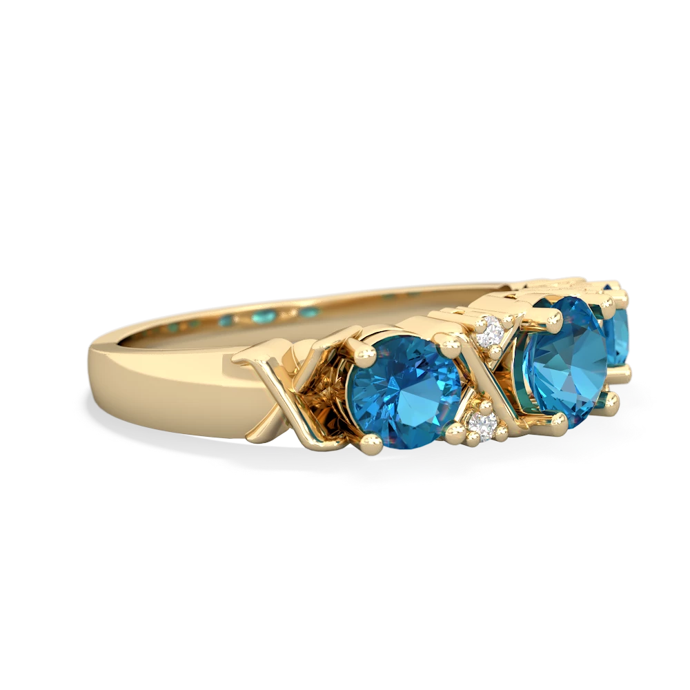 Blue Topaz Hugs And Kisses 14K Yellow Gold ring R5016