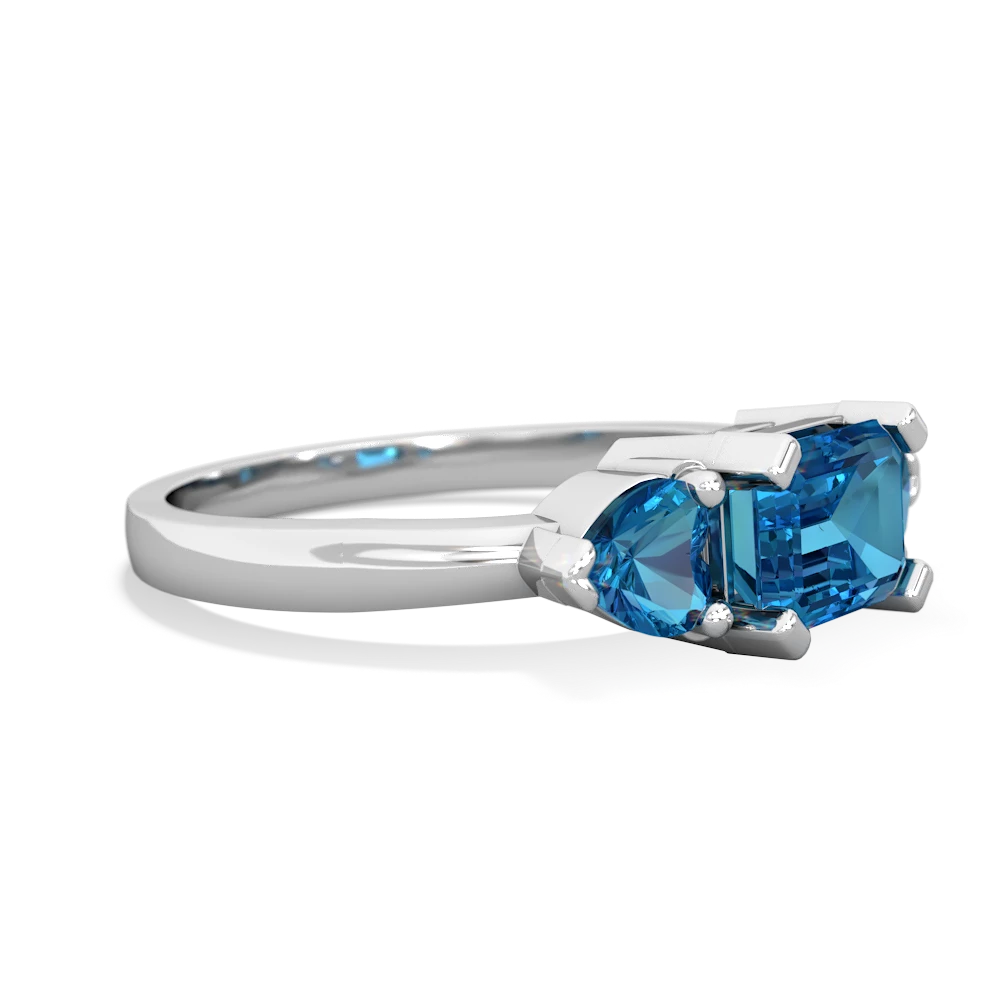 London Topaz Three Stone 14K White Gold ring R5235