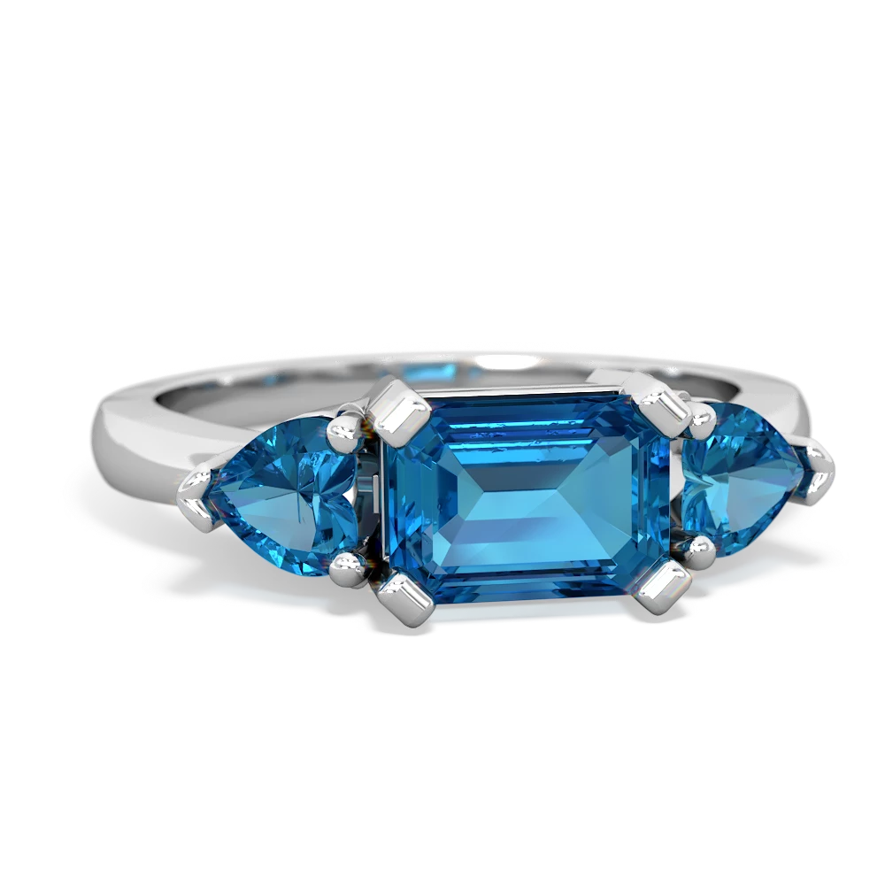 Blue Topaz Three Stone 14K White Gold ring R5235