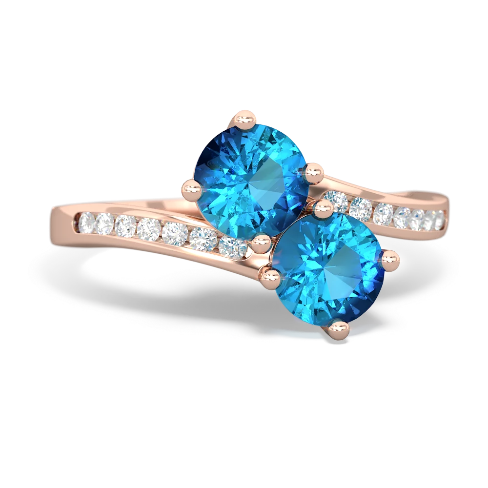 London Topaz Channel Set Two Stone 14K Rose Gold ring R5303