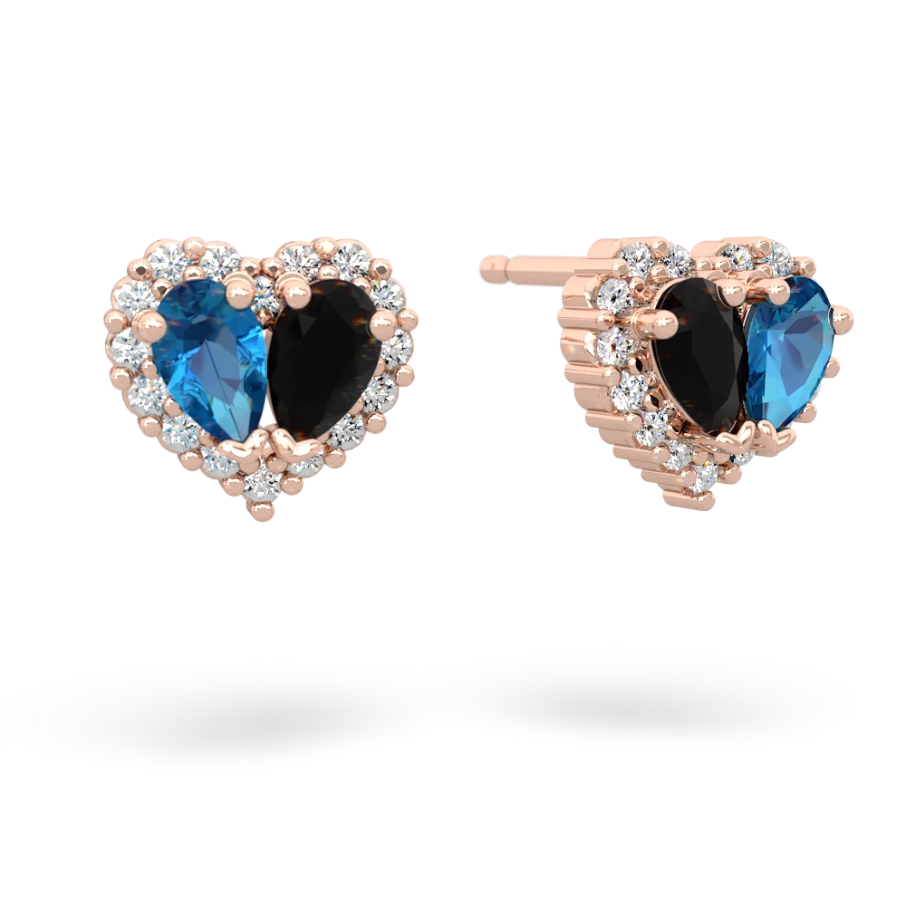 London Topaz Halo 14K Rose Gold earrings E7008