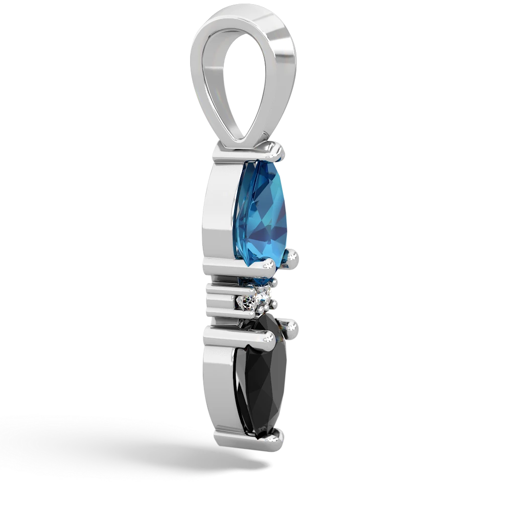 London Topaz Bowtie Drop 14K White Gold pendant P0865