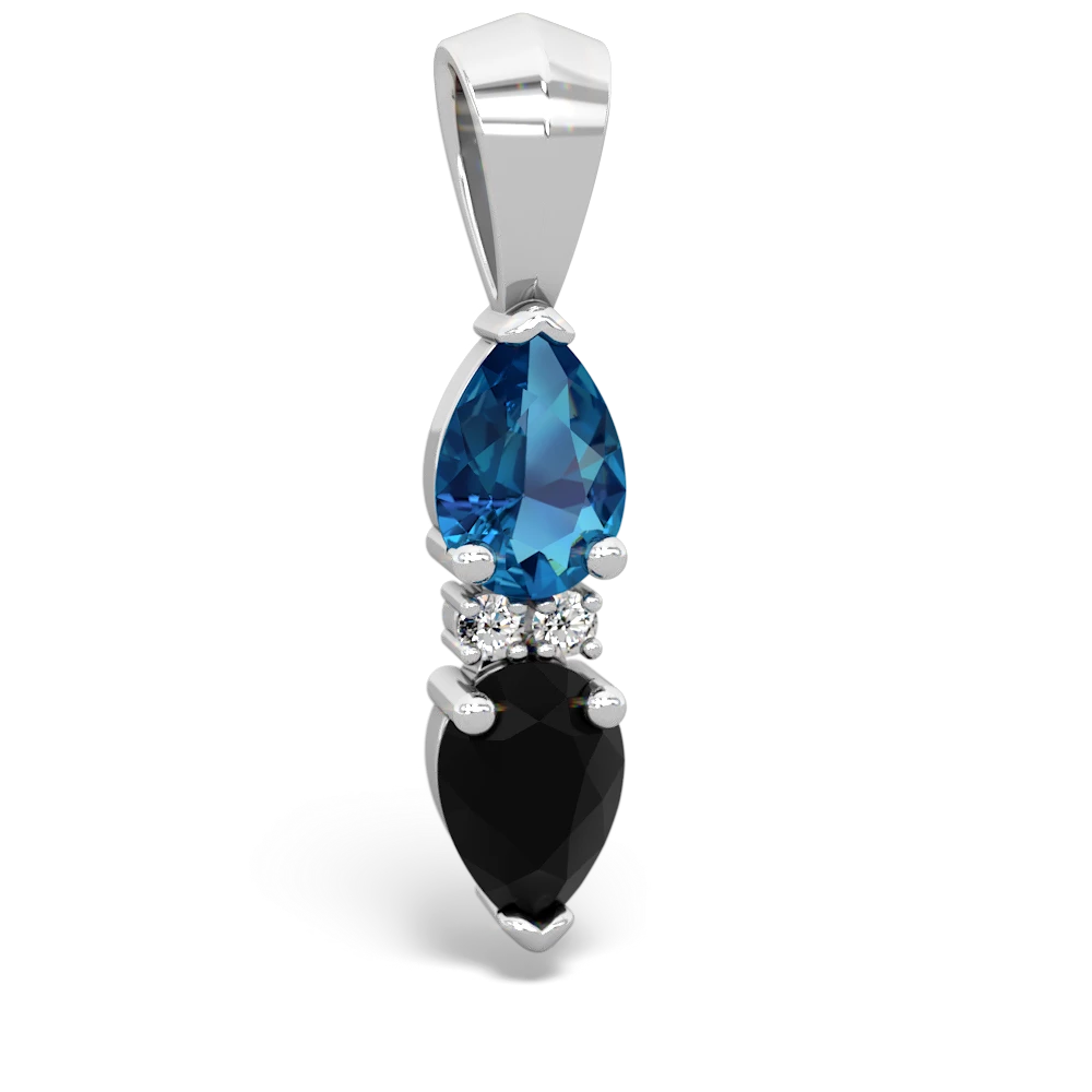 London Topaz Bowtie Drop 14K White Gold pendant P0865