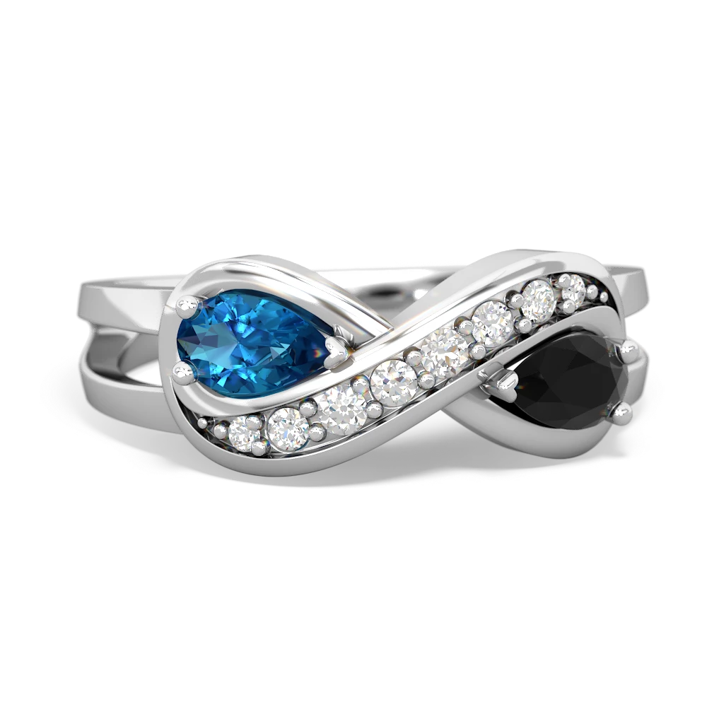 London Topaz Diamond Infinity 14K White Gold ring R5390