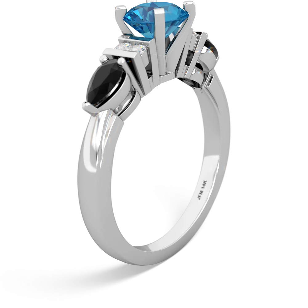 London Topaz 6Mm Round Eternal Embrace Engagement 14K White Gold ring R2005